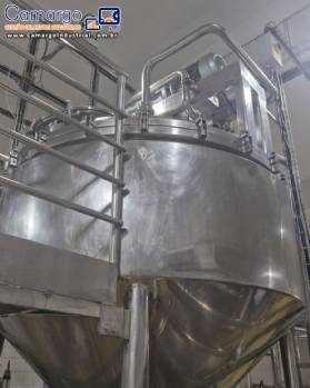 Tanque reator misturador encamisado em inox com agitador 2000 litros