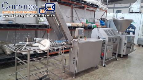 Linha automática embutideira formadora de hambúrgueres de carnes e nuggets VEMAG 3 toneladas por hora Linha automática embutideira formadora de hambúrgueres de carnes e nuggets VEMAG 3 toneladas por hora